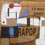 "Grey Rapop", 46x46cm Catté 2015, technique mixte sur carton d'emballage