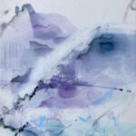 "Montagne et rivière", 2022, 100x81cm, mixed media on paper mounted on canvas