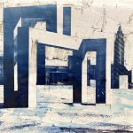 Le Havre, encres sur carton d'emballage, 85x85cm, 2024.
