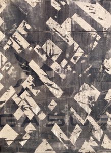 Ecoute tomber la ville, encres sur carton, 122 x 90 cm