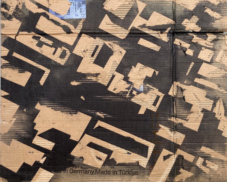Ecoute tomber la ville, encres sur carton, 67 x 82 cm