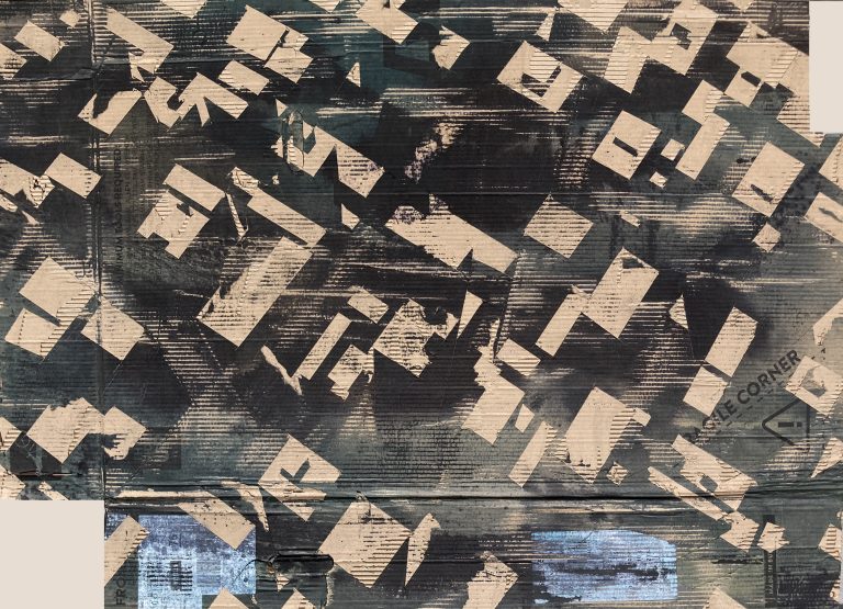 Ecoute tomber la ville, encres sur carton, 93 x 135 cm